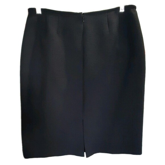 Women's Black Ribbed Lined Knee Length Career Office Pencil Skirt Size 12 XLNT - Picture 2 of 3